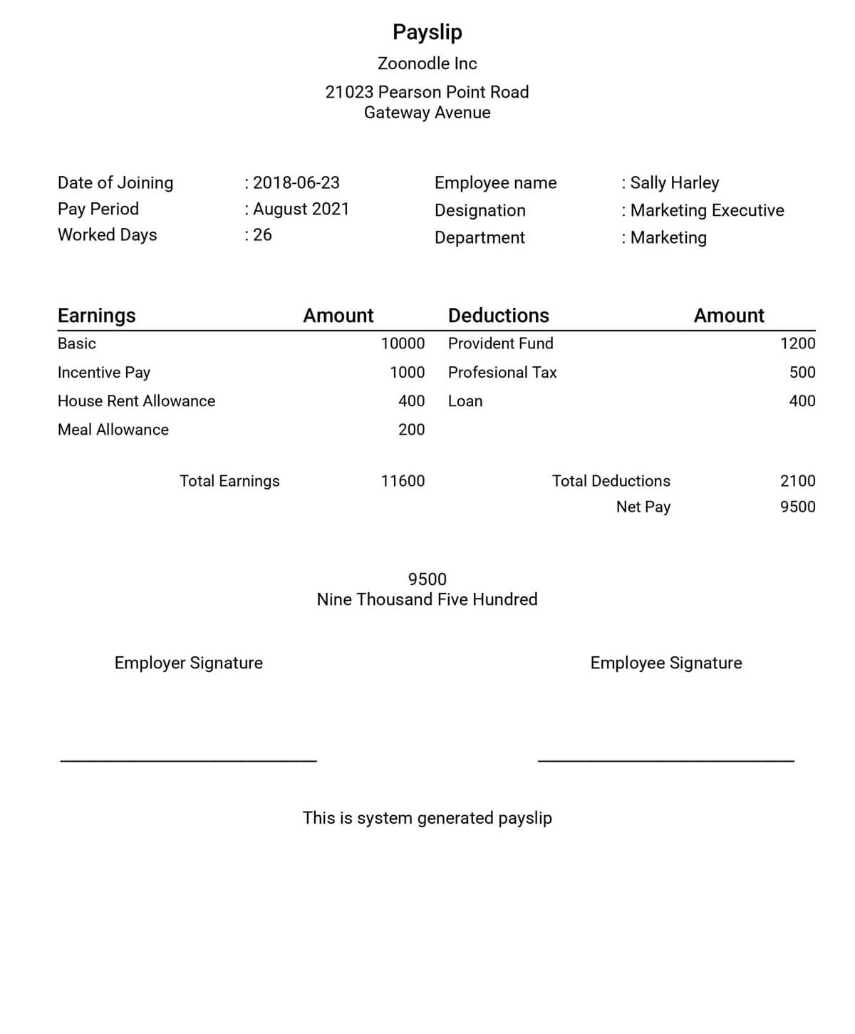 payslip sample template paysliper