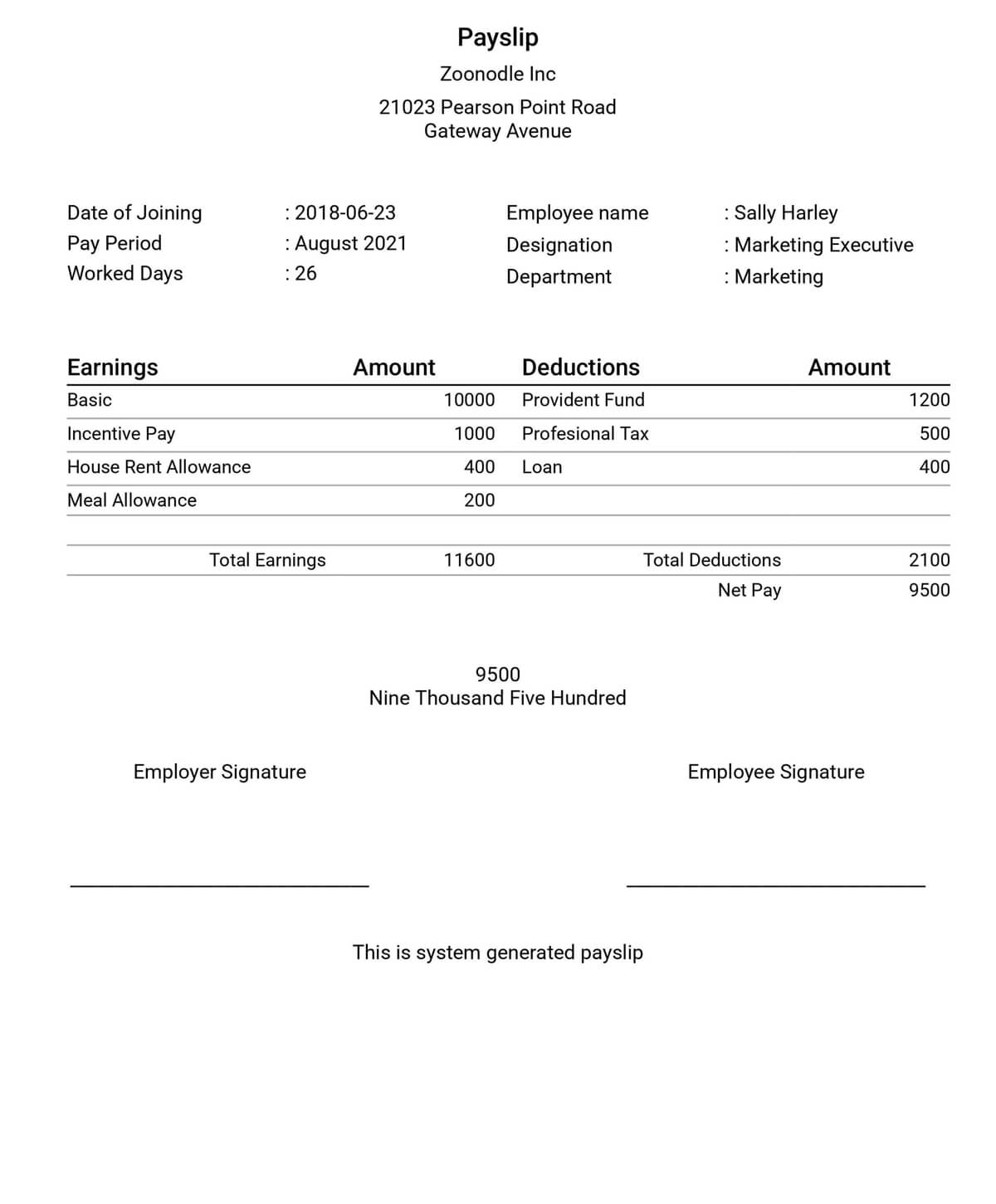 Payslip Sample Template | Paysliper