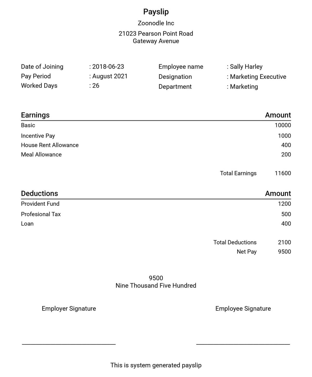 Payslip Sample Template Paysliper